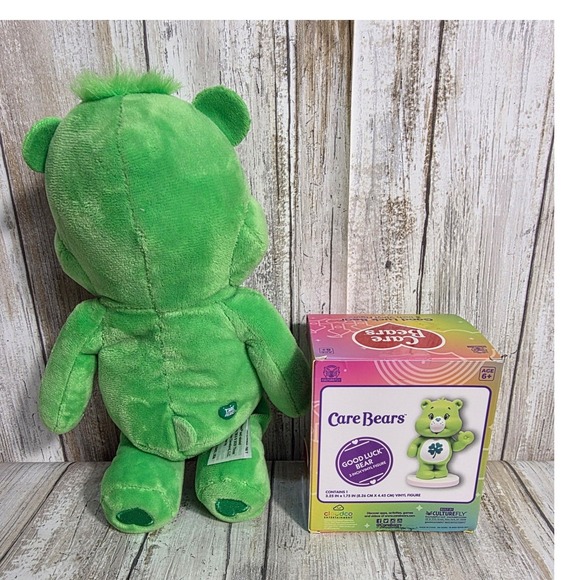 10'Care Bears Good Luck Bear Green Plush and 3 Inch Vinyl Figure CultureFly Set - Picture 5 of 8